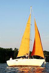 Image showing Yacht at sunset