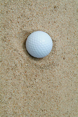 Image showing Golf-ball in bunker