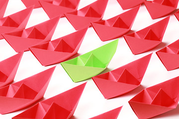 Image showing Colored paper boats