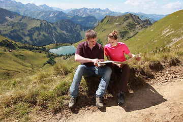 Image showing Hikers in the Alps