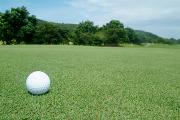 Image showing Golf-ball on green