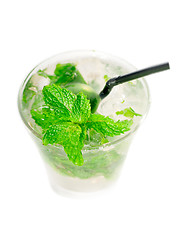 Image showing mojito caipirina cocktail with fresh mint leaves