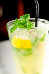 Image showing mojito caipirina cocktail with fresh mint leaves