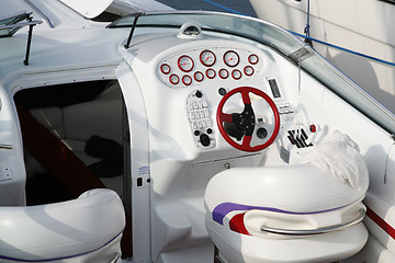 Image showing Cockpit of a speedboat