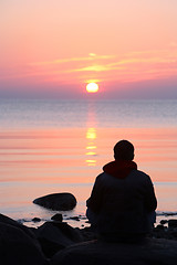 Image showing silhouette of sitting man