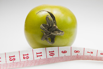 Image showing Green Tomato and Tape Measure