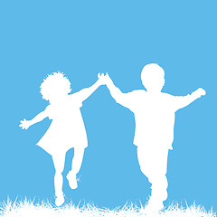 Image showing Running children silhouettes