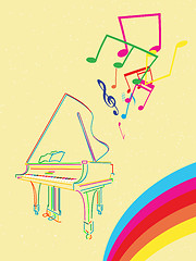 Image showing Grand piano with musical notes