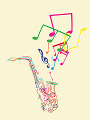 Image showing Saxophone with musical notes