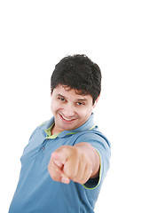 Image showing Isolated hispanic businessman pointing towards the camera 