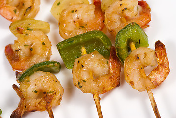 Image showing Prawn kebabs