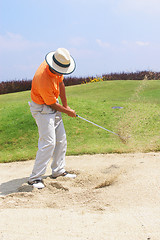 Image showing Tourist in sand trap