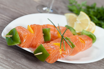 Image showing Salmon skewer