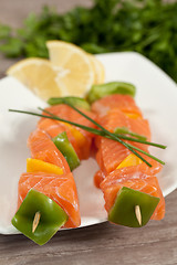 Image showing Salmon skewer