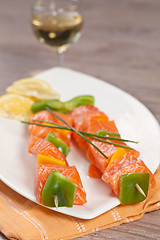 Image showing Salmon skewer