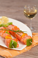 Image showing Salmon skewer