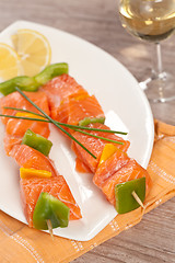 Image showing Salmon skewer