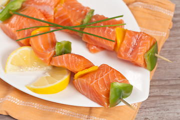 Image showing Salmon skewer