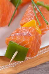 Image showing Salmon skewer