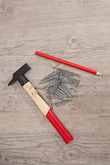 Image showing Hammer and nails