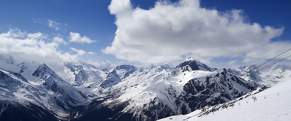 Image showing Panoramic view. Ski resort.