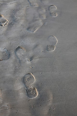 Image showing Human trace of a foot on sand