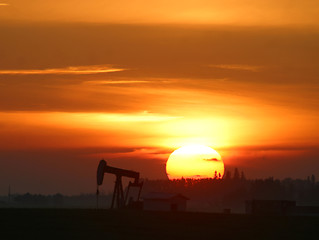 Image showing Pump Jack at Sunrise