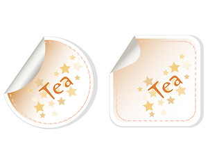 Image showing Tea set label stickers restaurant card vector