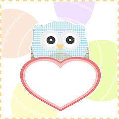 Image showing cute smile textile owls in love with a big heart Vector