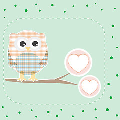 Image showing cute love owl on the branch vector birthday card