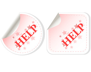 Image showing Help button vector sticker isolated on white