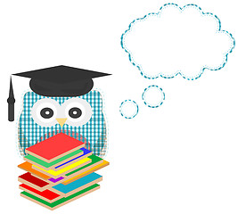 Image showing Owl teacher and books with vector speech bubble