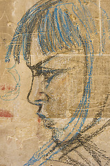 Image showing Graffit drawing of girl
