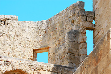 Image showing Walls of ancient acropolis at Lindos, Rhodes Island (Greece) 