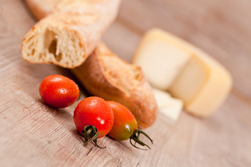 Image showing Baguette and tomatoes