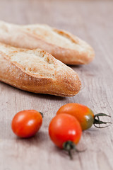 Image showing Baguette and tomatoes