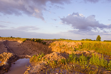 Image showing Agricultural reclamation ditch dug in fields.