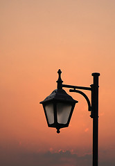 Image showing Street lantern at sunset