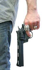 Image showing blue jeans gun