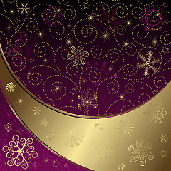 Image showing Christmas purple-gold frame