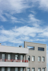 Image showing Modern construction building with sky