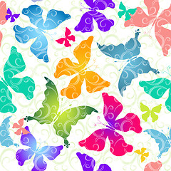 Image showing Colorful butterflies. Seamless pattern