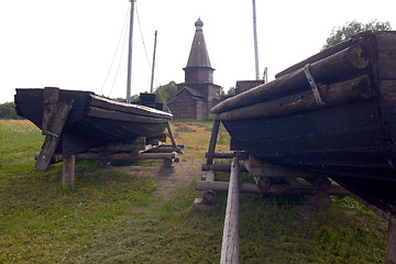 Image showing Old Wooden Fish-boat in a dull day