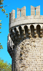 Image showing Tower in Rhodes castle - side view, Greece 