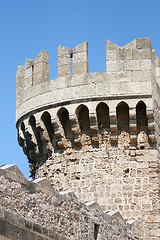 Image showing Tower in Rhodes castle - side view, Greece 