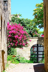 Image showing Medieval street in Old city of Rhodes island. Greece 