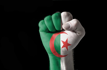 Image showing Fist painted in colors of algeria flag