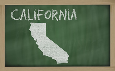 Image showing outline map of california on blackboard 