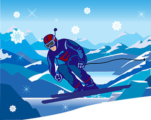 Image showing skier sloping down from the hill