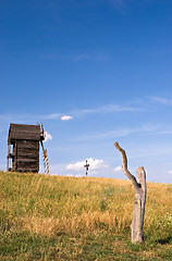 Image showing Old wooden windmills